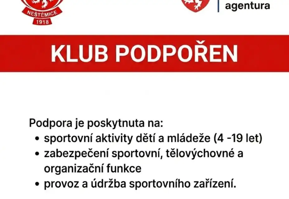 Národní sportovní agentura podpořila FK Český Lev Neštěmice