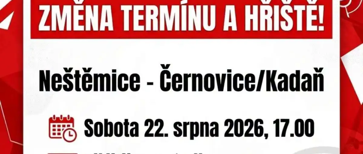 Pozor, změna! Áčko sehraje duel s Černovicemi/Kadaní ve Velkém Březně